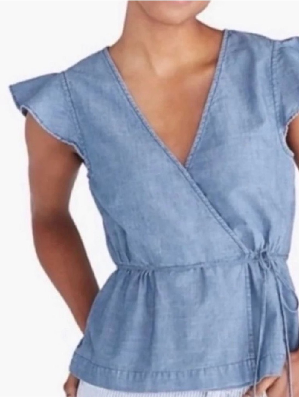 J.crew Light Blue Wrap-Style Top